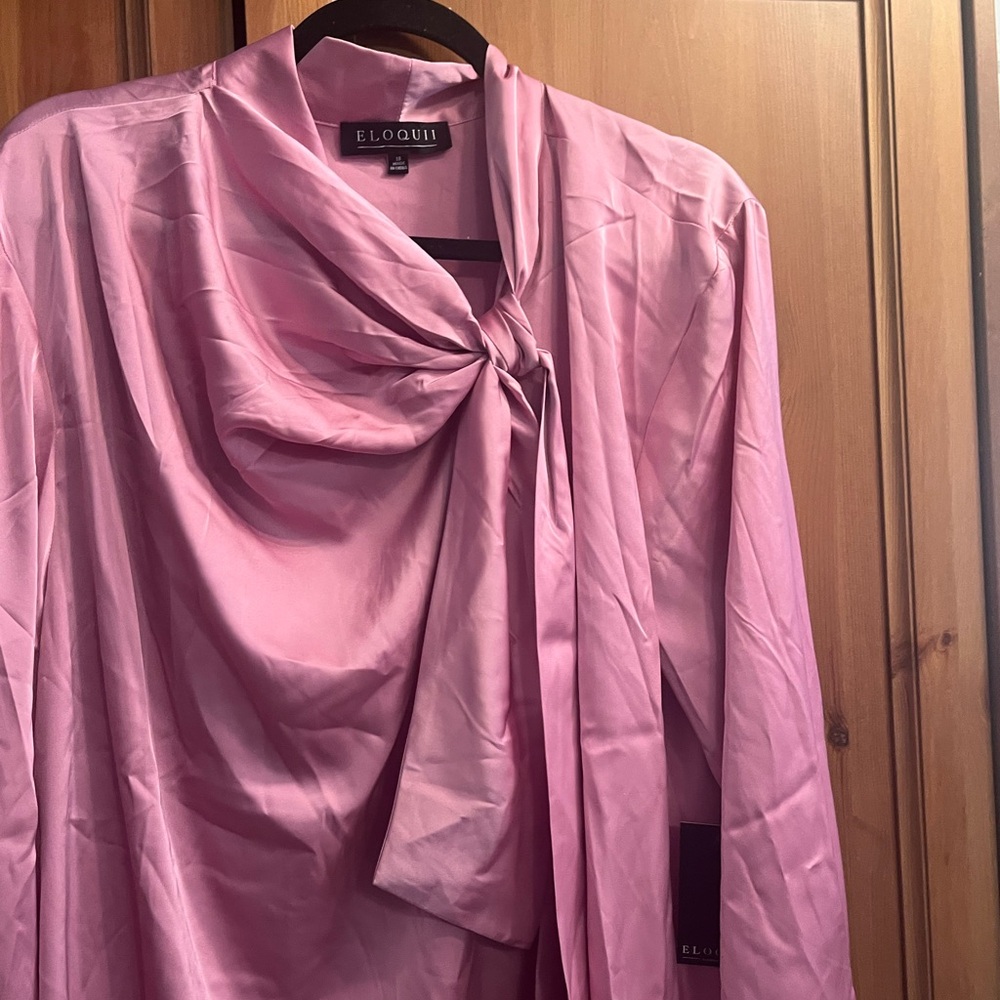 Eloquii Pink Satin Blouse